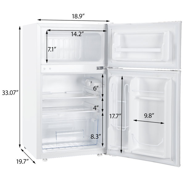 Euhomy Compact 3.2 cu. ft. Freestanding Mini Fridge with Freezer